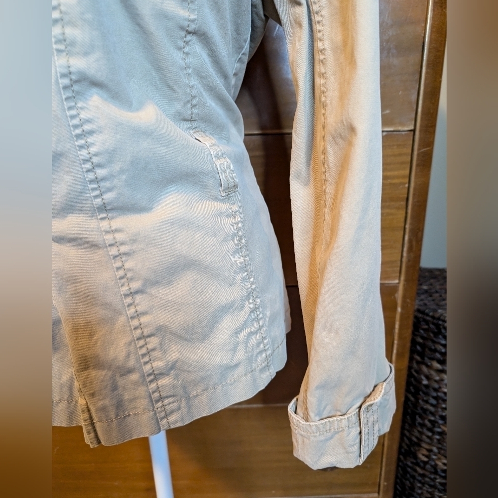 Ann Taylor Brushed Khaki Cargo Summer Jacket Casual Blazer Size L - Picture 9 of 14